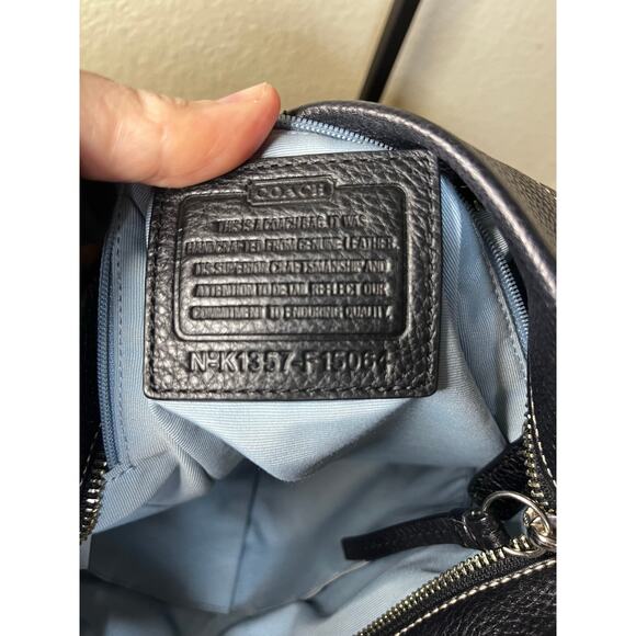 COACH F15064 Pebble Leather Black Shoulder Or Crossbody Bag - Picture 13 of 13